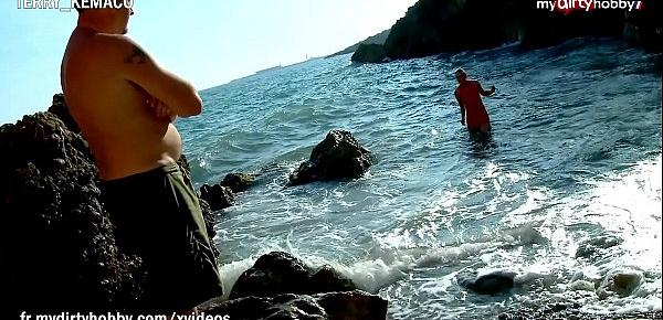  My Dirty Hobby - Hot brunette fucked on a rocky shore